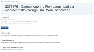 
                            11. 2378376 - Cannot logon to Fiori Launchpad via /sap/bc/ui2/flp ...