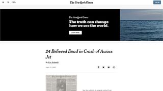 
                            13. 24 Believed Dead in Crash of Awacs Jet - The New York Times