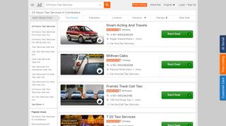 
                            12. 24 Hours Taxi Services in Coimbatore - Cab Services - Justdial