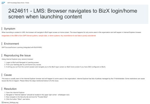 
                            3. 2424611 - LMS: Browser navigates to BizX login/home screen when ...