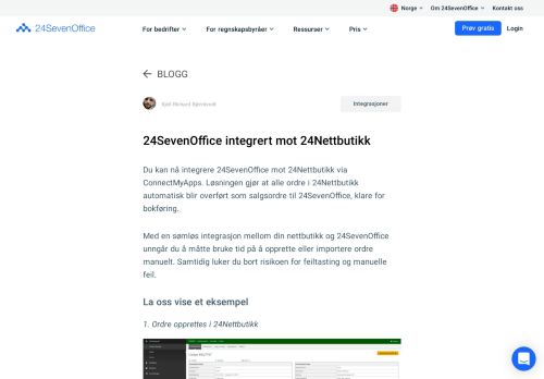 
                            7. 24SevenOffice integrert mot 24Nettbutikk - 24SevenOffice Norge