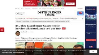 
                            9. 25 Jahre Eisenberger Gastronomie-Service: Ehrenurkunde von der ...