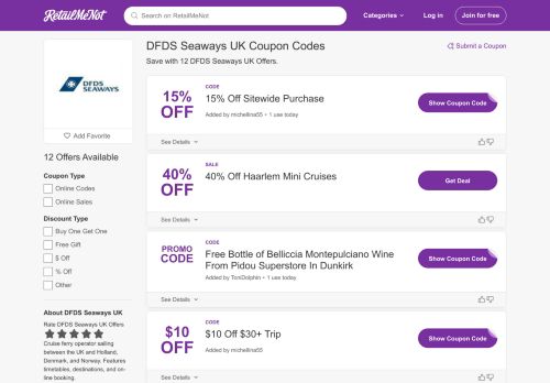 
                            12. 25% Off DFDS Seaways UK Coupon, Promo Codes - RetailMeNot