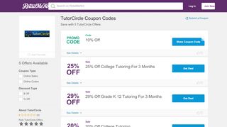 
                            10. 25% Off TutorCircle Coupon, Promo Codes - RetailMeNot