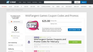 
                            11. 25% Off WildTangent Games Coupons, Promo Codes & Deals