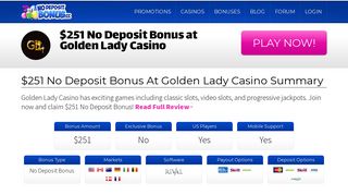 
                            9. 251 No Deposit Bonus at Golden Lady Casino