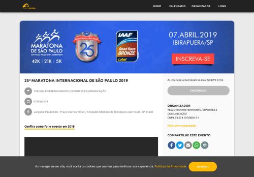 
                            10. 25ª MARATONA INTERNACIONAL DE SÃO PAULO 2019 - Ticket Agora