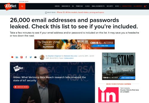 
                            6. 26000 email addresses and passwords leaked. Check this list to see...