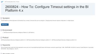 
                            2. 2600824 - How To: Configure Timeout settings in the BI Platform 4.x ...