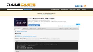 
                            6. #283 Authentication with Sorcery - RailsCasts