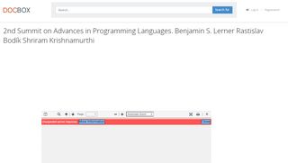 
                            11. 2nd Summit on Advances in Programming Languages. Benjamin S ...