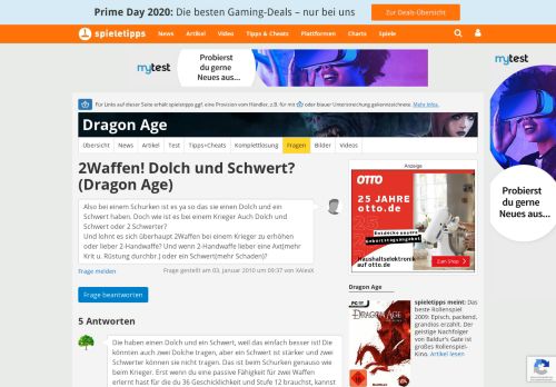 
                            13. 2Waffen Dolch und Schwert: Dragon Age - Spieletipps