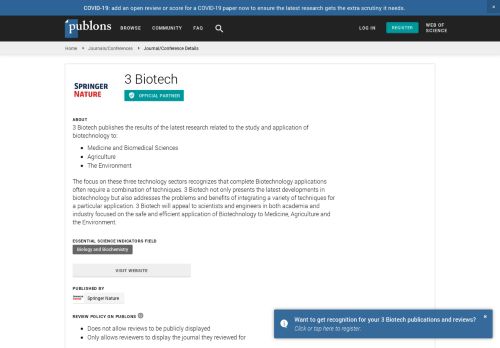 
                            4. 3 Biotech | Publons