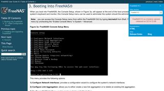 
                            5. 3. Booting Into FreeNAS® — FreeNAS User Guide 9.3 Table of Contents