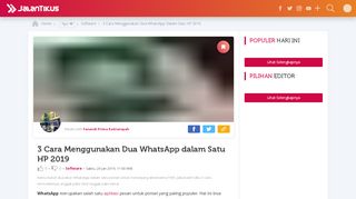 
                            2. 3 Cara Menggunakan Dua WhatsApp dalam Satu HP 2019 - JalanTikus