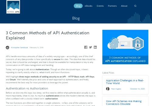
                            12. 3 Common Methods of API Authentication Explained | Nordic APIs |