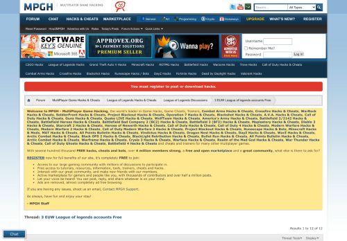 
                            12. 3 EUW League of legends accounts Free - MPGH - MultiPlayer Game ...