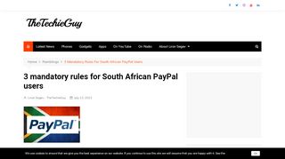 
                            11. 3 mandatory rules for South African PayPal users - - The Techie Guy