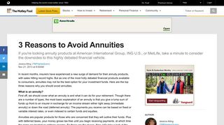 
                            10. 3 Reasons to Avoid Annuities -- The Motley Fool