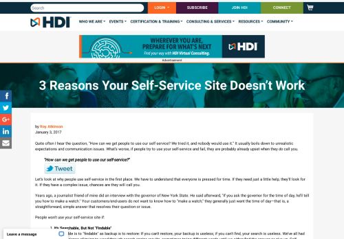 
                            12. 3 Reasons Your Self-Service Site Doesn't Work | HDI