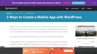 
                            10. 3 Ways to Create a Mobile App with WordPress - SitePoint