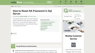 
                            10. 3 Ways to Reset SA Password in Sql Server - wikiHow