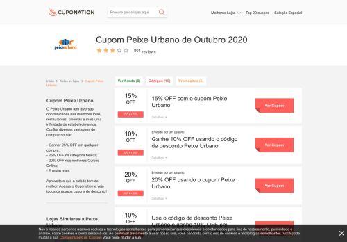 
                            11. 30% OFF → Cupom de desconto Peixe Urbano | Fevereiro 2019