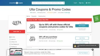 
                            12. 30% Off Ulta Coupons & Promo Codes - February 2019