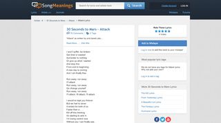 
                            6. 30 Seconds to Mars - Attack Lyrics | SongMeanings