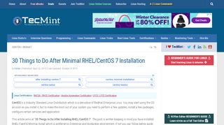
                            12. 30 Things to Do After Minimal RHEL/CentOS 7 Installation - Tecmint