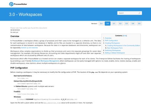 
                            12. 3.0 - Workspaces | Documentation@ProcessMaker - ProcessMaker Wiki
