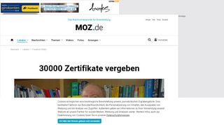 
                            8. 30000 Zertifikate vergeben - MOZ.de