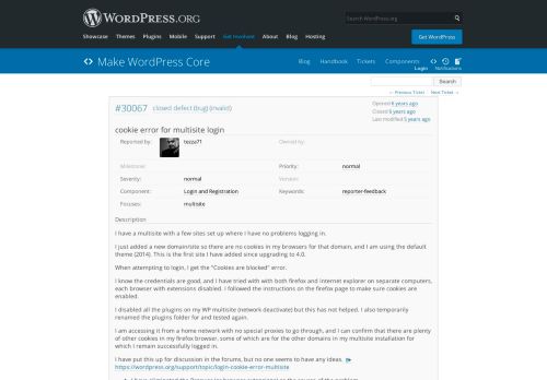 
                            3. #30067 (cookie error for multisite login) – WordPress Trac