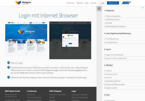 
                            2. 3.1 Login mit Internet Browser - ARRI Webgate