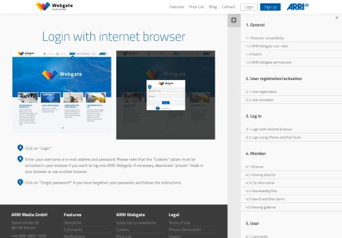 
                            4. 3.1 Login with internet browser - ARRI Webgate