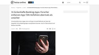 
                            8. 31 lückenhafte Banking-Apps: Forscher entlarven App-TAN-Verfahren ...