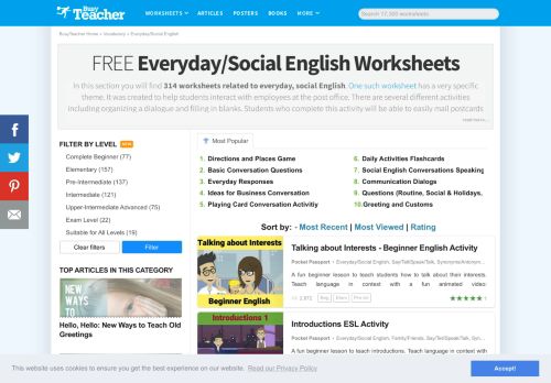 
                            9. 314 FREE Everyday/Social English Worksheets - Busy Teacher