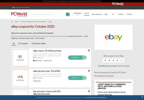 
                            6. 32 eBay coupon, coupon code, and promo code | PCWorld