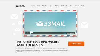 
                            9. 33mail - Unlimited free disposable email addresses