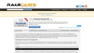 
                            10. #361 Facebook Graph API (pro) - RailsCasts