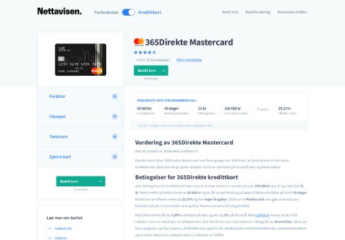 
                            10. 365Direkte kredittkort - Test for februar 2019 - Nettavisen