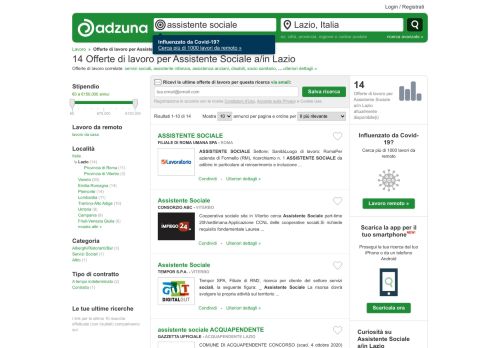 
                            12. 37 Offerte di lavoro per Assistente Sociale a/in Lazio | Adzuna