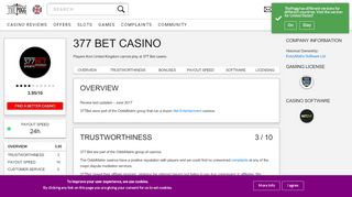 
                            9. 377 Bet Casino Review - Not Recommended | The Pogg