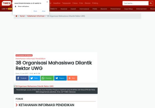 
                            11. 38 Organisasi Mahasiswa Dilantik Rektor UWG | TIMES Indonesia