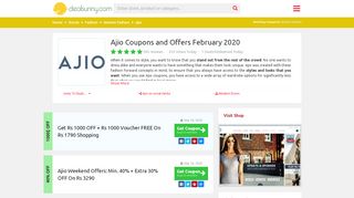 
                            12. 39 Ajio Coupons & Offers - Verified 8 minutes ago - DealSunny