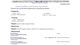 
                            9. 394610 – (CVE-2008-0417) Content can corrupt stored passwords ...