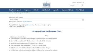 
                            10. 395/121 lög (samhlj.): veiting ríkisborgararéttar | Þingtíðindi | Alþingi