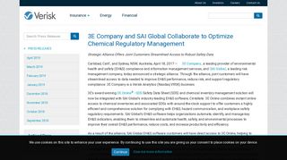 
                            9. 3E Company and SAI Global Collaborate to Optimize Chemical ...