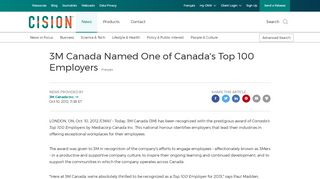 
                            10. 3M Canada Named One of Canada's Top 100 Employers