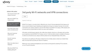 
                            4. 3rd party Wi-Fi networks and VPN connections – XFINITY On Campus